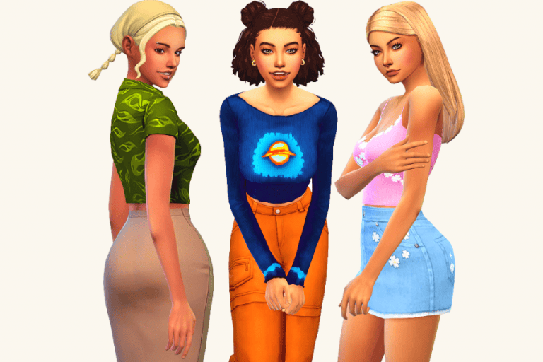 Adventurous female avatars with diverse fashion styles and hairdos, showcasing custom mods for "The Sims 4".