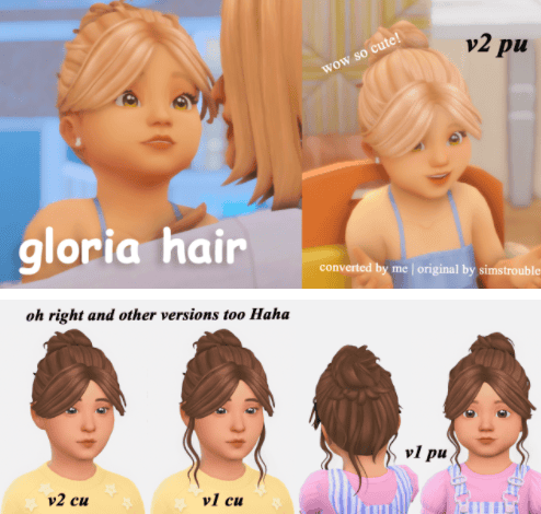 Kids Bun with Bangs for Sims 4