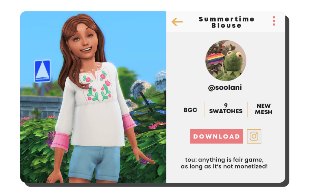 Sims 4 Kids Blouse for Girls
