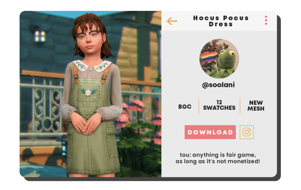 Sims 4 Kids Overalls Dress