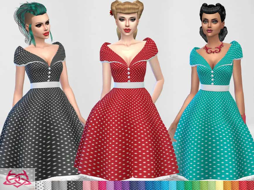 Sims 4 50s Polka Dot Dress
