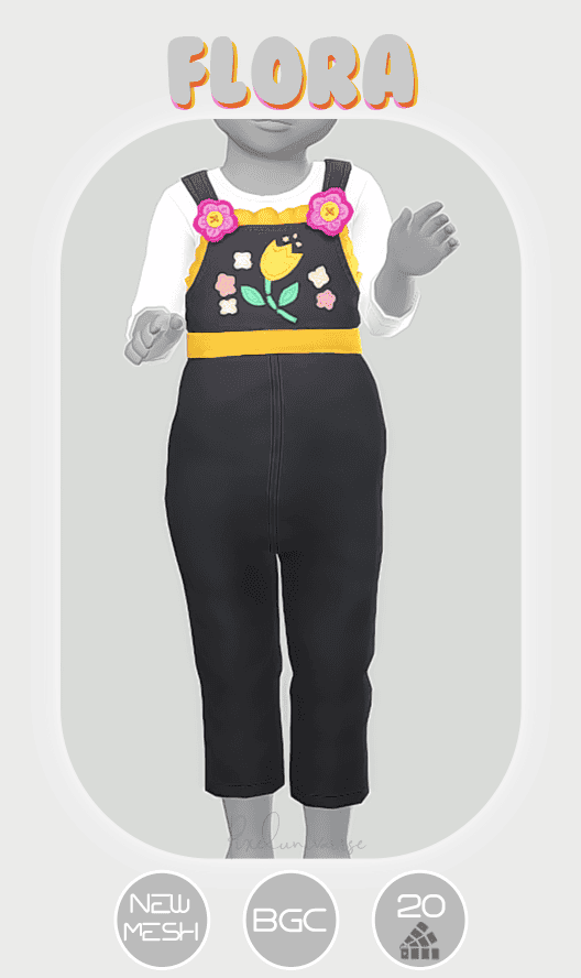 Sims 4 Floral Toddler Overalls