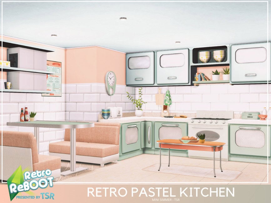 Sims 4 Retro Pastel CC Kitchen