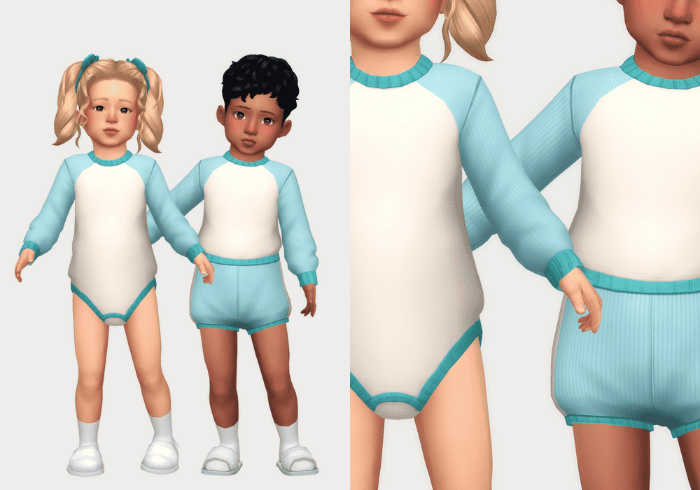 Sims 4 Toddler Colorblock Onesie CC Set