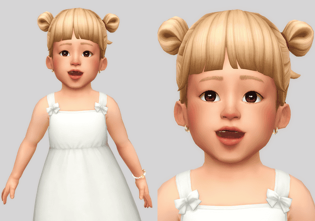 Sims 4 Toddler Space Buns with Bangs