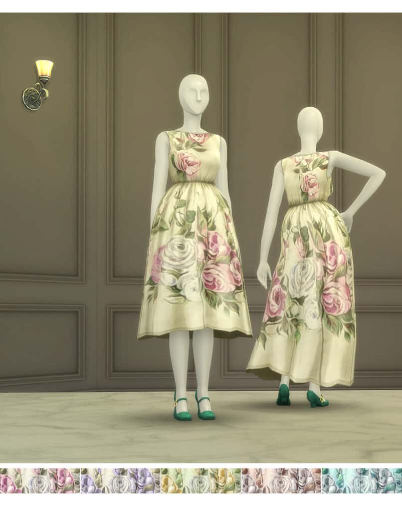 Sims 4 Vintage Flower Dress CC