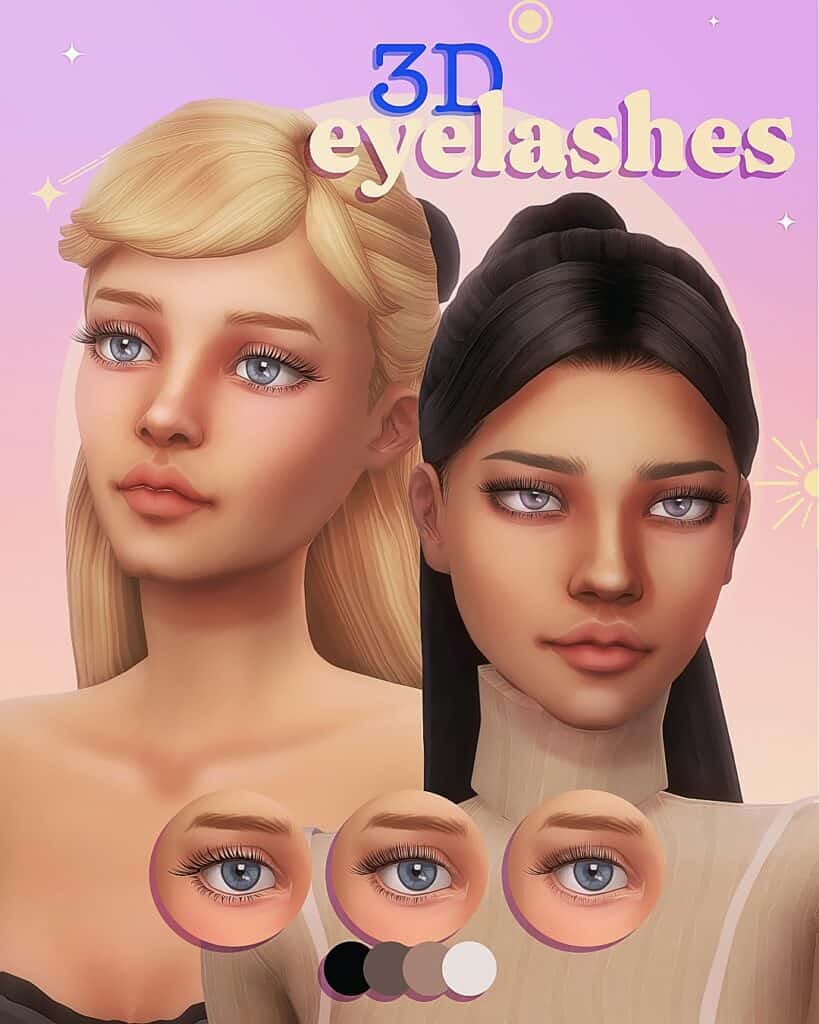 Thick Long 3D Eyelashes for Sims 4
