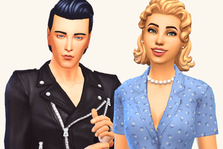 Stylish male and female avatars from The Sims game, featuring customizable hair, clothing, and accessories for sim modifications and sims 4 modding.