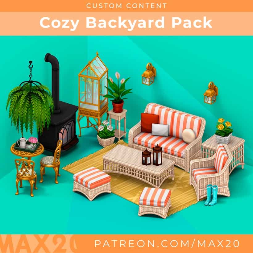 Cozy Backyard Sims 4 CC Pack