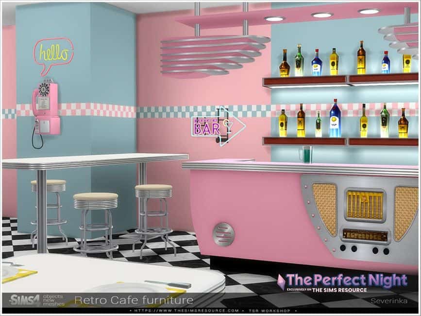 Retro Café Sims 4 50s Diner CC