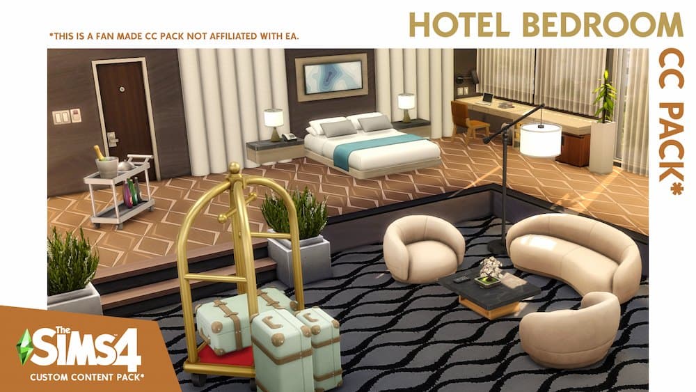 Hotel Bedroom Sims 4 CC Furniture Pack