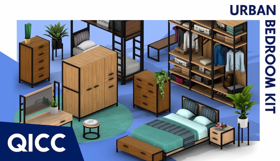 Urban Bedroom Sims 4 Furniture CC Pack