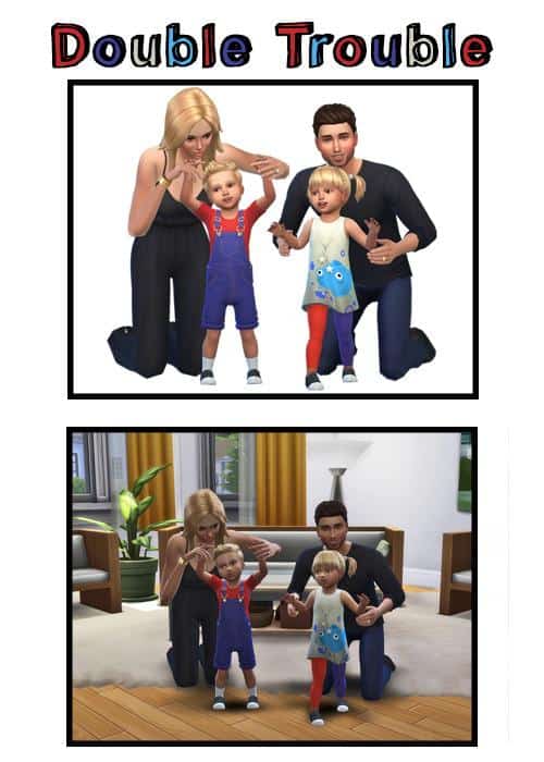 Double Trouble Family Poses with Twins