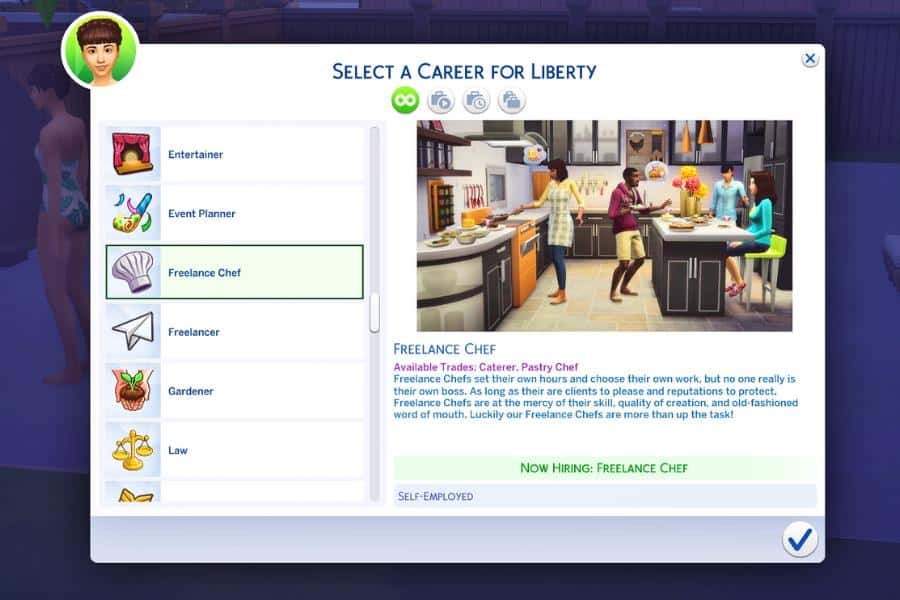 Sims 4 Freelance Chef Active Career