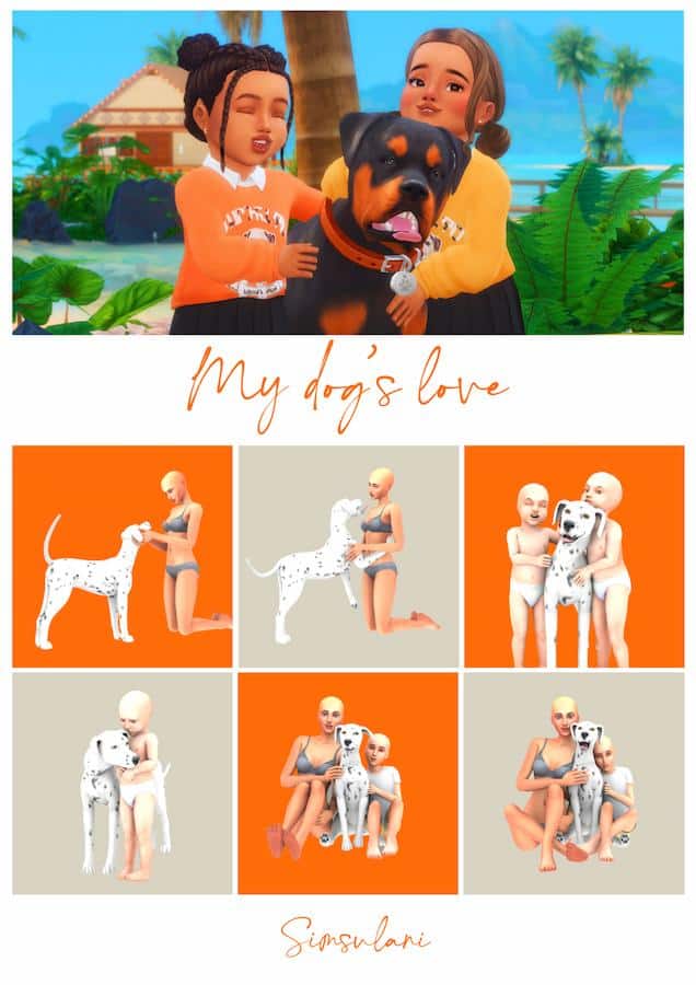 Family Pose with Pets for Sims 4