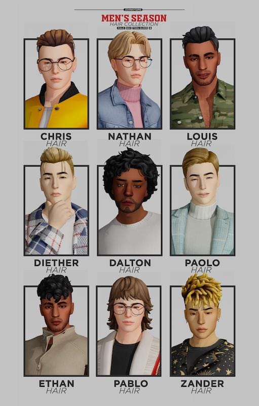 Sims 4 Male Hair CC Pack
