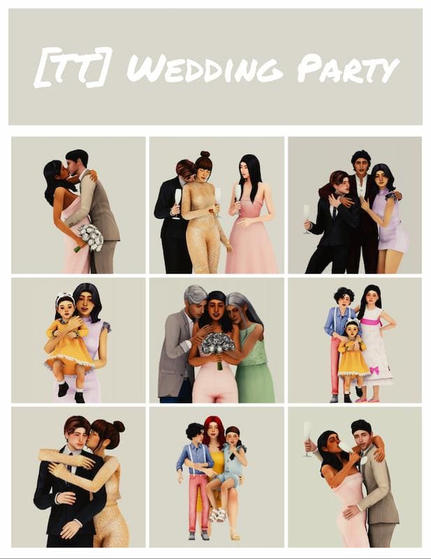 Wedding Party Sims 4 Pose Pack