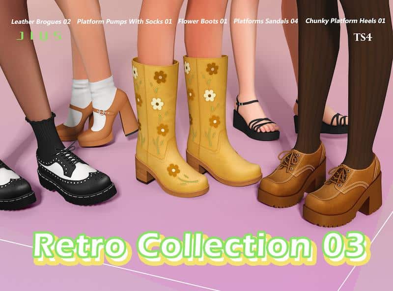 Retro Sims 4 Shoes CC Pack
