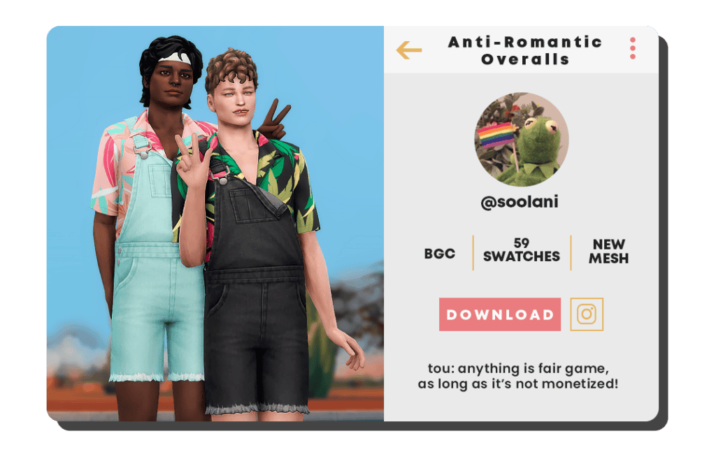 Anti-Romantic Men’s Shorts Overalls