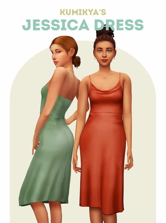 Jessica Cowl Neck Dress for Sims 4