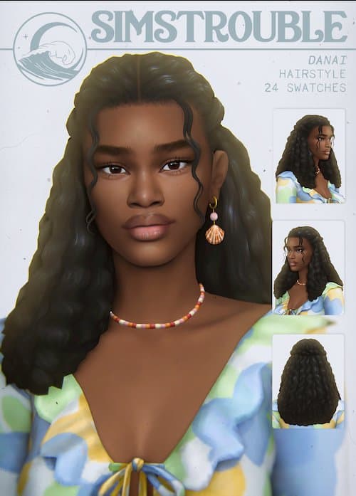 DANAI Sims 4 Curly Hair with Strands