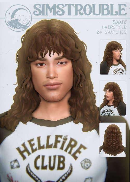 Stranger Things Eddie Sims 4 Hair Mod