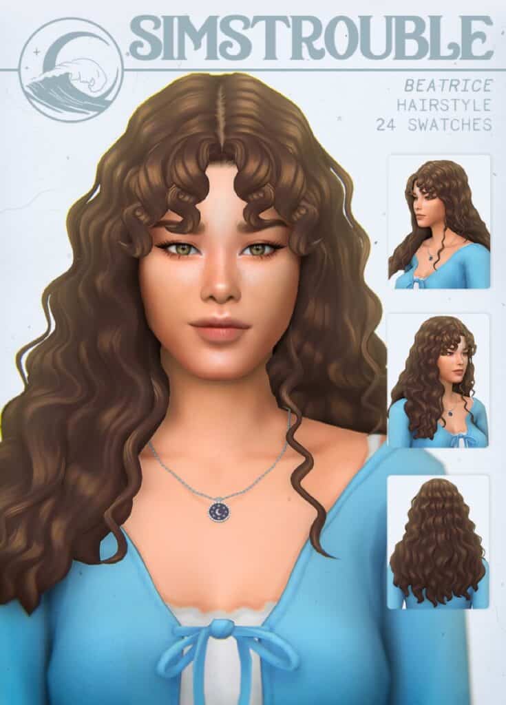Sims 4 CC Curly Hair with Bangs