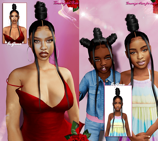 Tamariya Knot Buns Black Sims 4 CC
