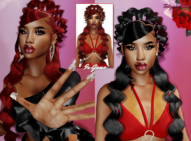 Talayah Curly Heart Ponytail/Queen Heart Bamboo Hoop Earrings