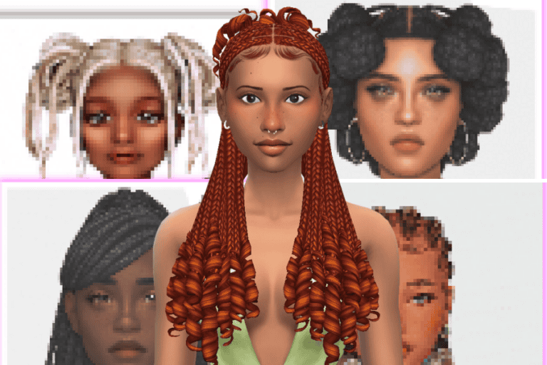 Braided red hair mods for virtual avatars, diverse hairstyles for avatar customization, must-have hairstyle mods for Sims and virtual characters.