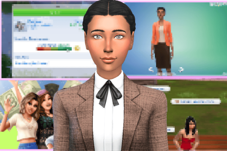A highly detailed digital illustration of a woman with brown hair and blue eyes, showcasing top The Sims 4 mods for enhanced gameplay, character customization, and vibrant virtual environments.