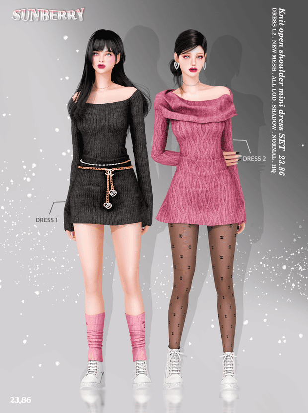 Knit Open Shoulder Mini Dress