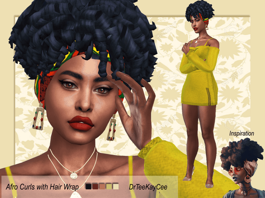 Afro Curls with Hair Wrap