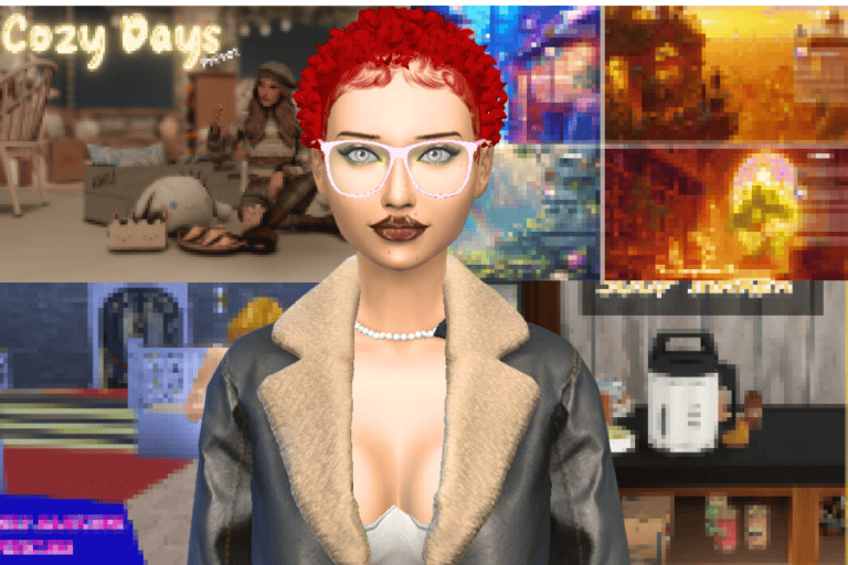 Glamorous female avatar in digital environment with modded accessories and vibrant backgrounds, showcasing popular gaming and virtual customization mods for enhanced avatar experiences.