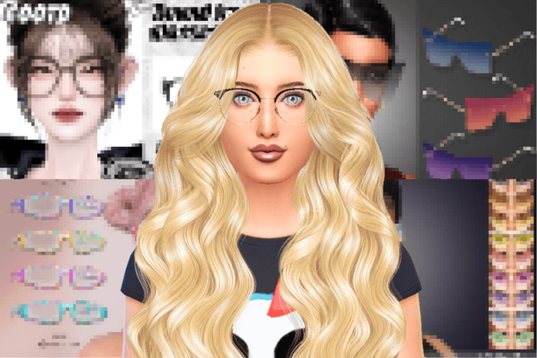 Cute virtual avatar with blonde wavy hair, stylish glasses, and makeup, showcasing popular must-have mods for customizable avatars and gaming personalities.