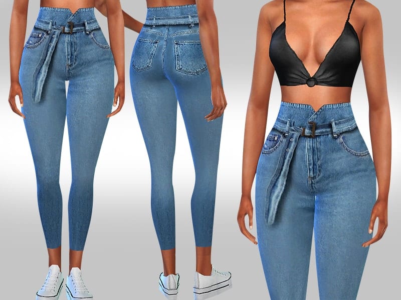 Ultra High Waist Tied Jeans