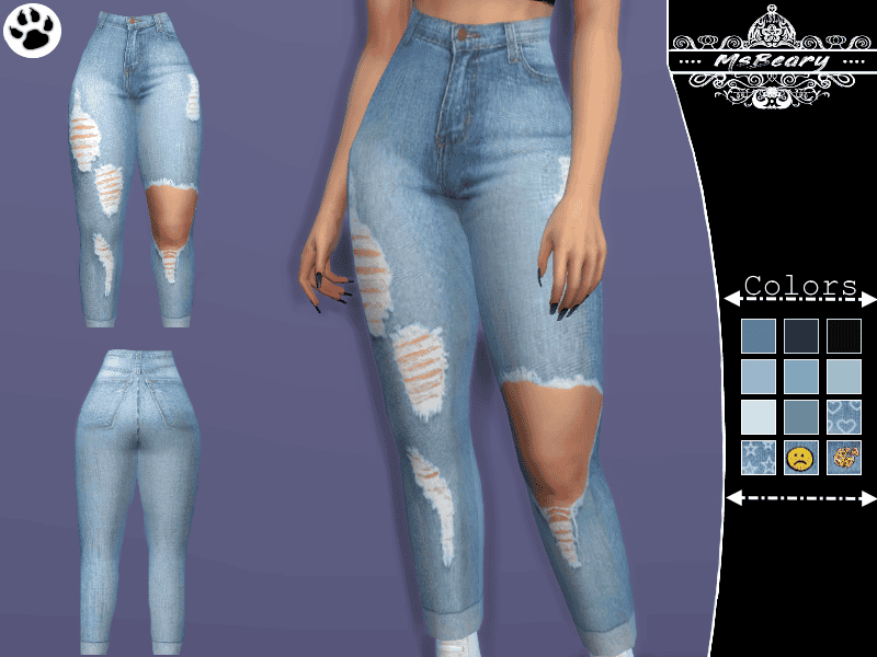 High-waisted Ripped Jeans