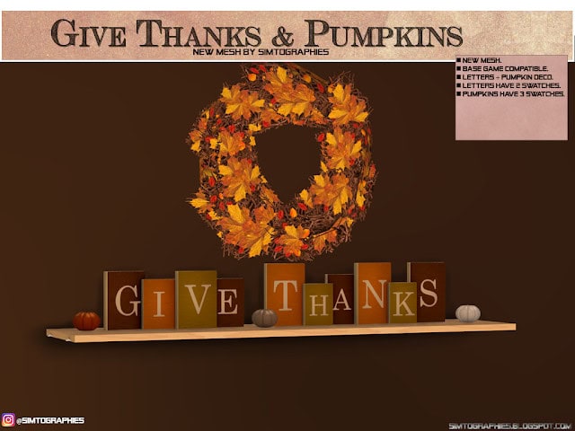 Give Thanks Letters + Deco Pumpkins