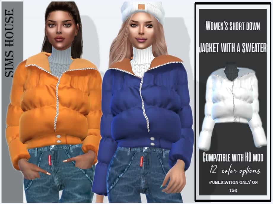 Short Down Jacket with Sweater