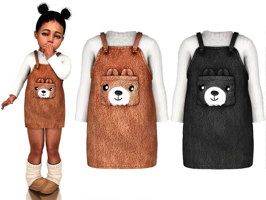 Cartoon Embroidered Overall Dress