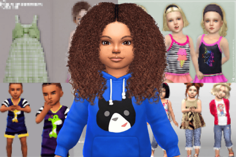 Colorful animated children's dolls and plush toys from Must Have Mods, featuring realistic kid characters with diverse styles, perfect for kids' room decor and gaming accessories.