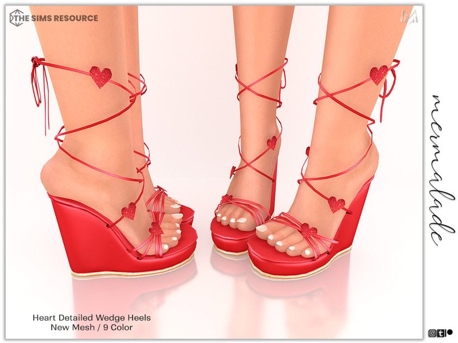 Heart Detailed Wedge Heels