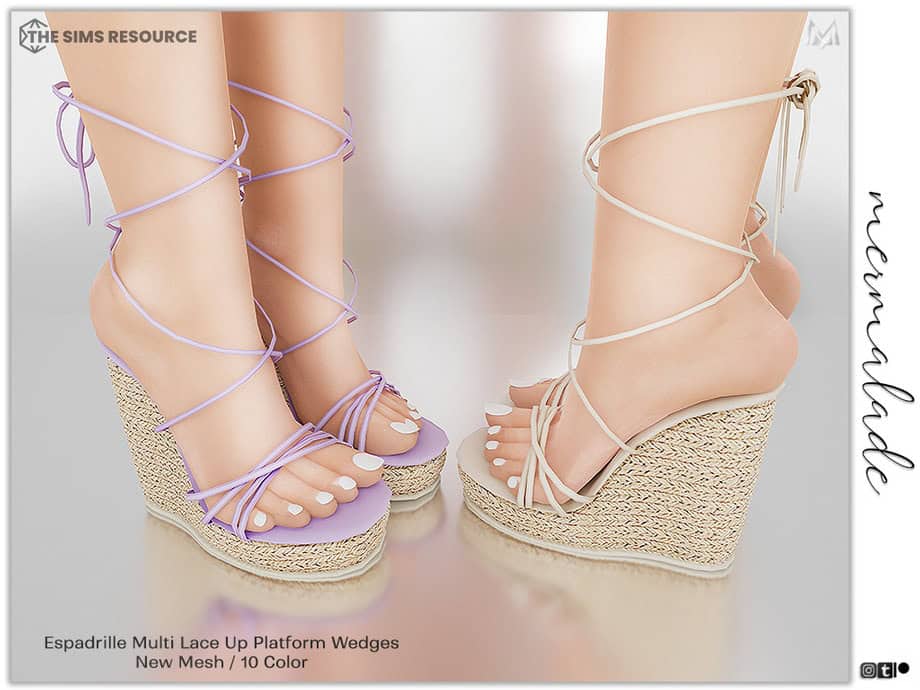 Espadrille Multi Lace Up Platform Wedges