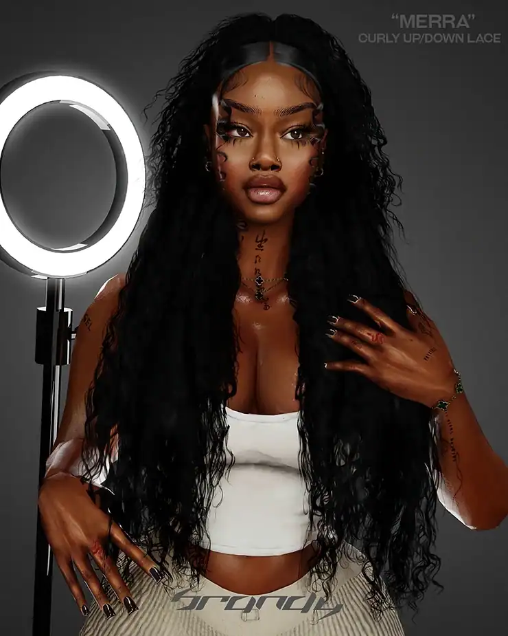 “Merra Curly Up And Down Lace Wig