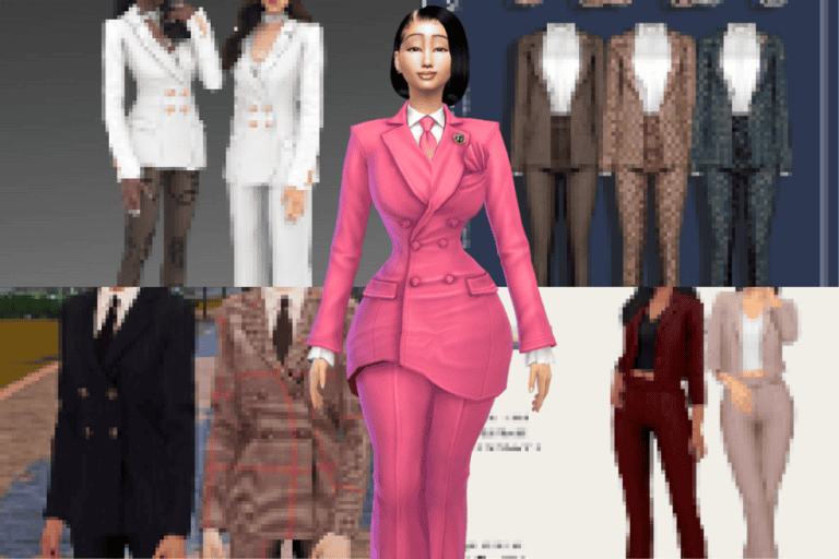 Pink tailored business suit with a skirt and blazer, fashionable and professional women's clothing, perfect for office or formal events.