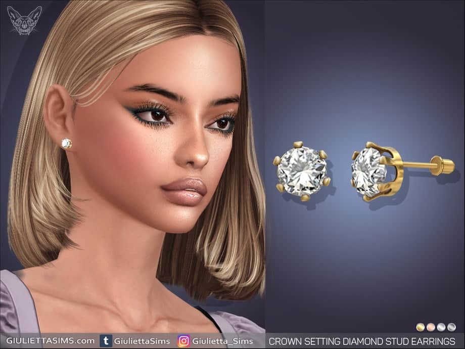 Crown Setting Diamond Studded Earrings