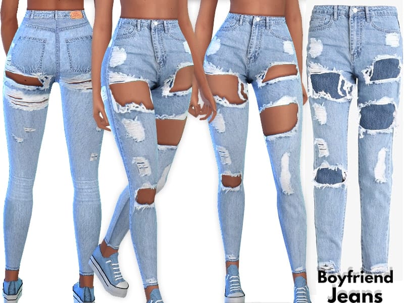 Boyfriend Ripped Denim Jeans
