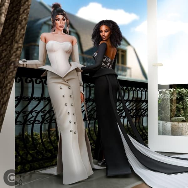 Gown Draped with a Trench Coat