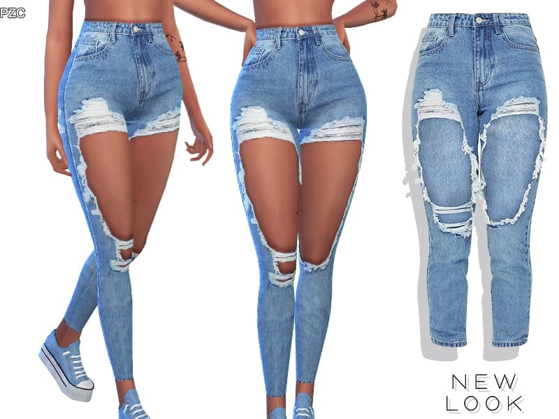 New Look High Rise Ripped Denim Jeans