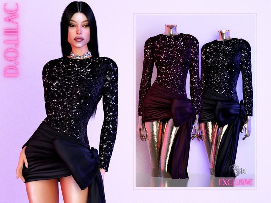 Bow Detail Sequined Mini Dress